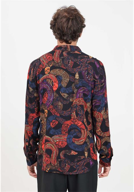 Men's black casual shirt with multicolor graphic print JUST CAVALLI | 77OALYS2CN503MS3